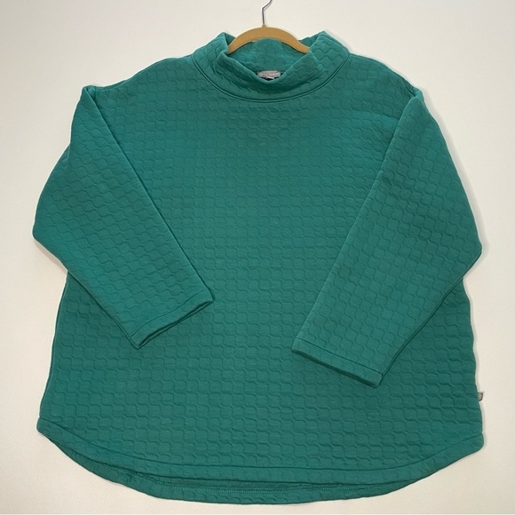T by TALBOTS‎ Women’s Green Quilted Mock Neck Pullover Top Size 1X Preppy - Picture 7 of 7